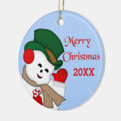 Waving Snowman Merry 20XX Ornament (Links)