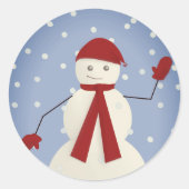 Waving Snowman Ronde Sticker (Voorkant)
