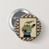 Waving Snowman Round-kerstButton Ronde Button 5,7 Cm (Voorkant /achterkant)