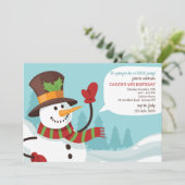 Waving Snowman Uitnodiging (Staand voorkant)