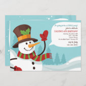 Waving Snowman Uitnodiging (Voorkant / Achterkant)