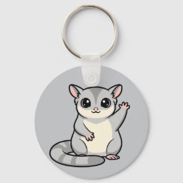 Waving Sugar Glider Cartoon Art Sleutelhanger