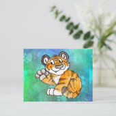 Waving Tiger Cub Briefkaart (Staand voorkant)