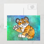 Waving Tiger Cub Briefkaart (Voorkant / Achterkant)