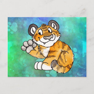 Waving Tiger Cub Briefkaart