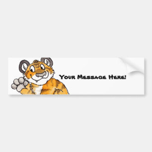 Waving Tiger Cub-Bumpersticker Bumpersticker