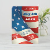 Waving U.S. Flag Juli 4th Party Kaart (Staand voorkant)