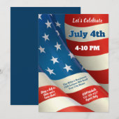 Waving U.S. Flag Juli 4th Party Kaart (Voorkant / Achterkant)