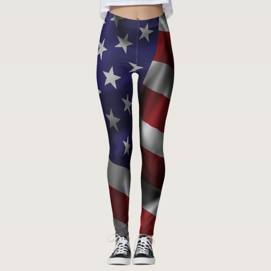 Waving USA vlag Leggings (Voorkant)