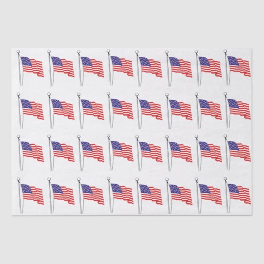 Waving USA Vlag Tekening #1 Tissuepapier (Voorkant)