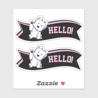 Waving Westie Custom-Cut Vinyl Sticker