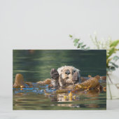 Waving Zee Otter Briefpapier (Staand voorkant)