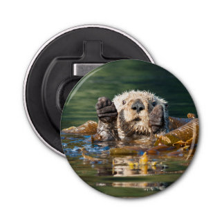 Waving Zee Otter Button Flesopener