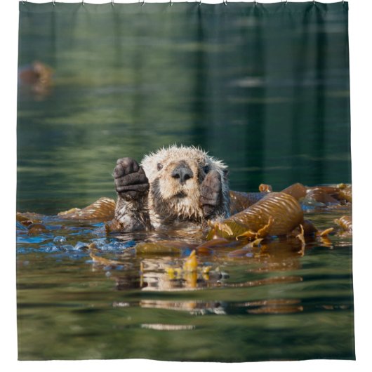 Waving Zee Otter Douchegordijn (Voorkant)