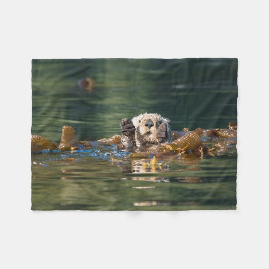 Waving Zee Otter Fleece Deken (Voorkant (Horizontaal))