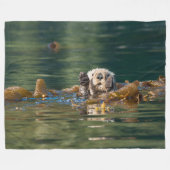 Waving Zee Otter Fleece Deken (Voorkant (Horizontaal))