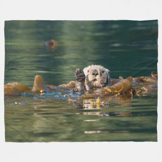 Waving Zee Otter Fleece Deken (Voorkant (Horizontaal))