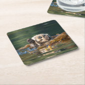 Waving Zee Otter Kartonnen Onderzetters (Schuin)