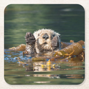Waving Zee Otter Kartonnen Onderzetters