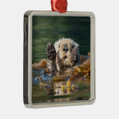 Waving Zee Otter Metalen Ornament (Rechts)