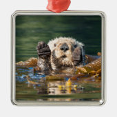 Waving Zee Otter Metalen Ornament (Voorkant)