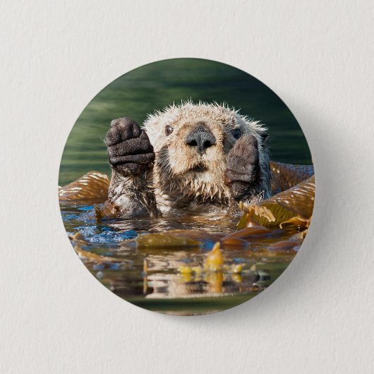 Waving Zee Otter Ronde Button 5,7 Cm (Voorkant)
