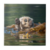 Waving Zee Otter Tegeltje (Voorkant)
