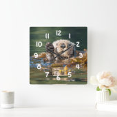Waving Zee Otter Vierkante Klok (Huis)