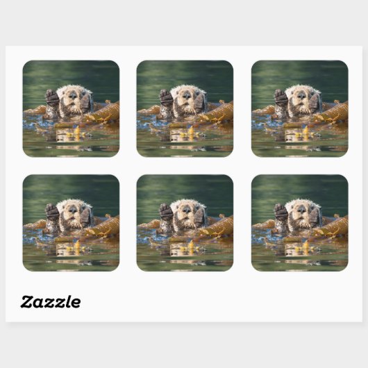 Waving Zee Otter Vierkante Sticker (Vel)