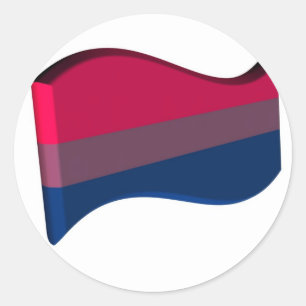 Wavy 3D Bisexual Pride Flag Ronde Sticker