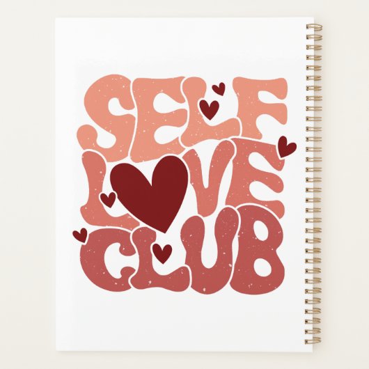 Wavy 70s Font "Self Love Club" Hearts Planner (Achterkant)