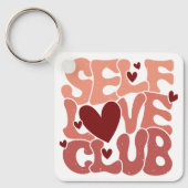 Wavy 70s Font "Self Love Club" Hearts Sleutelhanger (Voorkant)