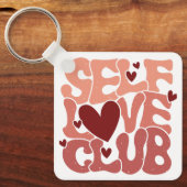 Wavy 70s Font "Self Love Club" Hearts Sleutelhanger (Voorkant)