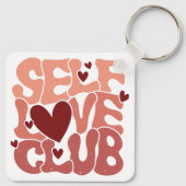 Wavy 70s Font "Self Love Club" Hearts Sleutelhanger (Achterkant)