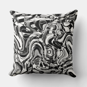 Wavy Abstract 270321 - 02 zwart-wit Kussen