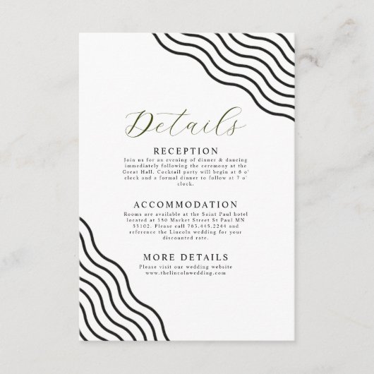 Wavy Abstract Weddenschap-kaart Informatiekaartje (Voorkant)