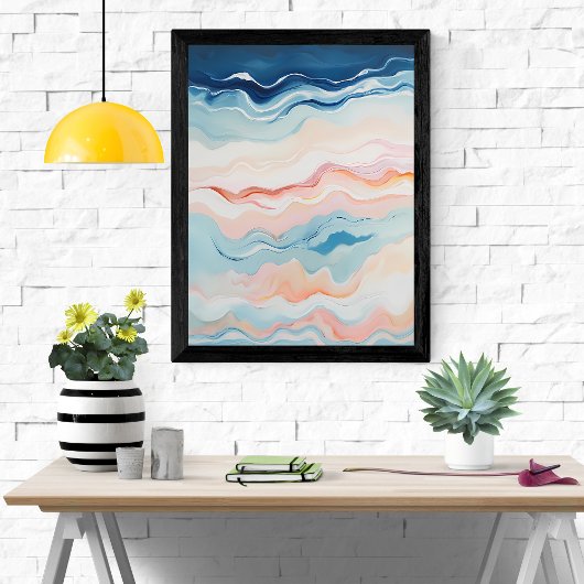 Wavy Abstract zeegezicht Poster
