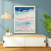 Wavy Abstract zeegezicht Poster