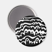 Wavy Abstract zwart en wit Magneet (Voorkant / Achterkant)