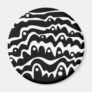 Wavy Abstract zwart en wit Magneet