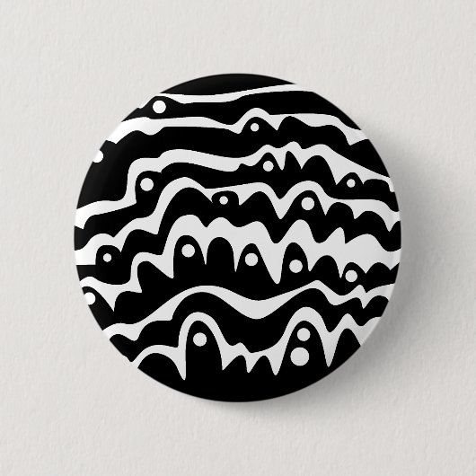 Wavy Abstract zwart en wit Ronde Button 5,7 Cm (Voorkant)