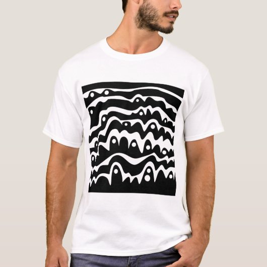 Wavy Abstract zwart en wit T-shirt (Voorkant)