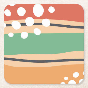 Wavy abstracte kunst, boho design kartonnen onderzetters