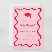 Wavy Afstuderen Invitation Foto op achteren Kaart (Voorkant)