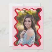 Wavy Afstuderen Invitation Foto op achteren Kaart (Achterkant)
