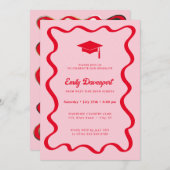 Wavy Afstuderen Invitation Foto op achteren Kaart (Voorkant / Achterkant)