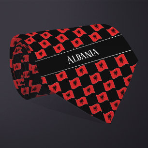 Wavy Albanië Vlag patroon Stropdas