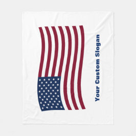 Wavy American Flag (met uw aangepaste slogan) Fleece Deken