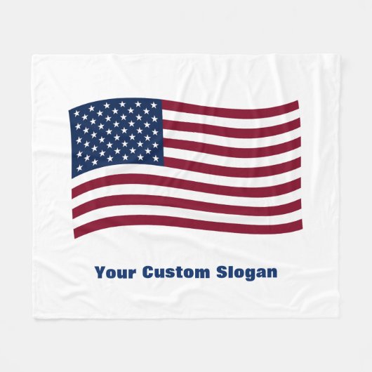 Wavy American Flag (met uw aangepaste slogan) Fleece Deken (Voorkant (Horizontaal))