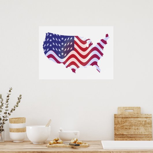 WAVY AMERICAN FLAG POSTER (Keuken)